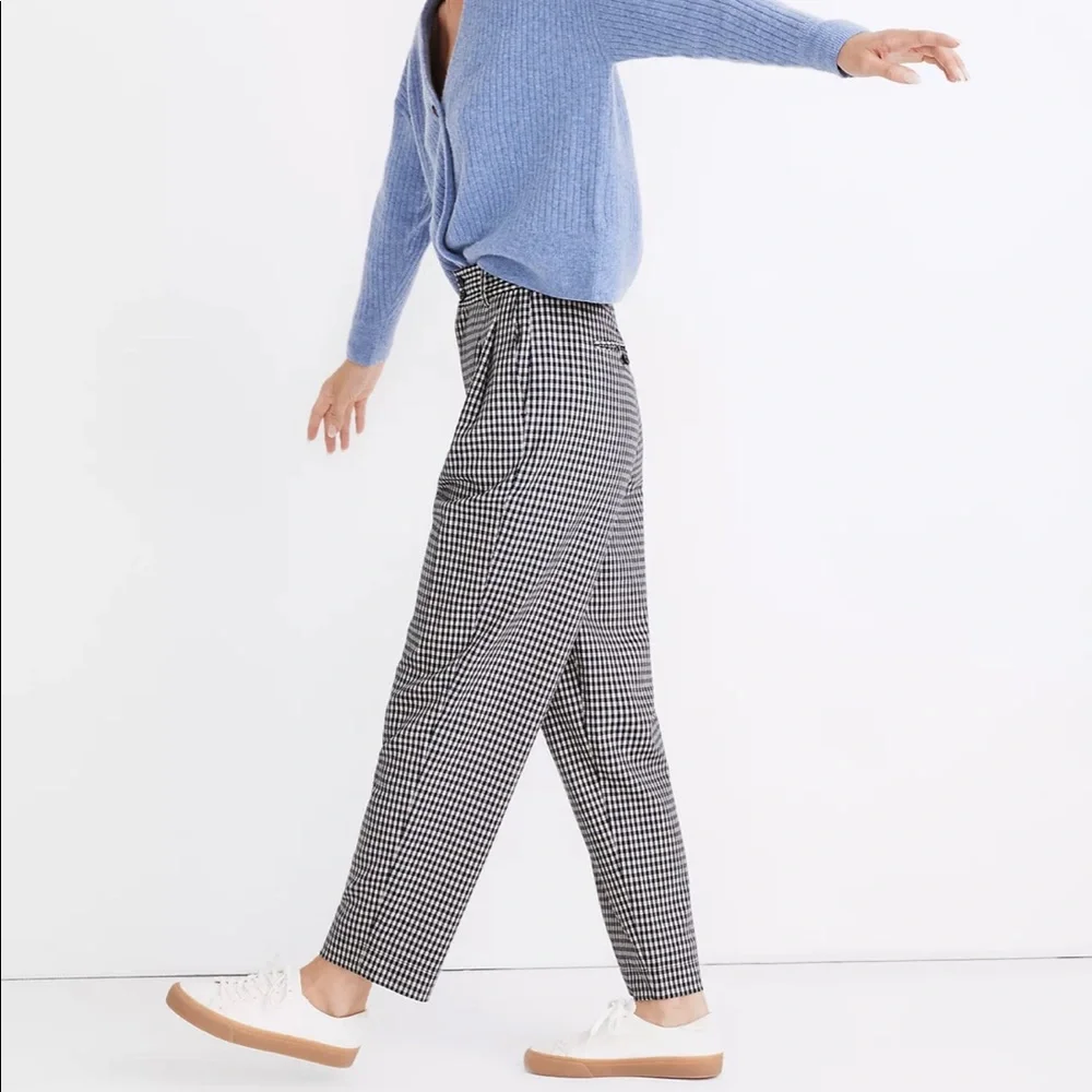 NWT Madewell Pleated Taper Wide-Leg Pants in Houndstooth - Picture 2 of 7
